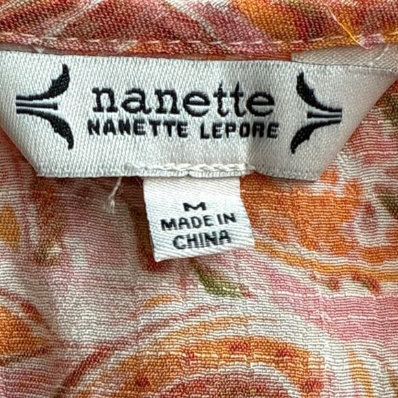 Nanette Lepore Floral Paisley Crochet Lace Flutter Sleeve Top Orange Size Medium - Picture 4 of 10